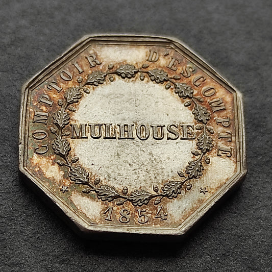 Jeton Comptoir d'escompte de Mulhouse 1854 Argent 6.7 gr