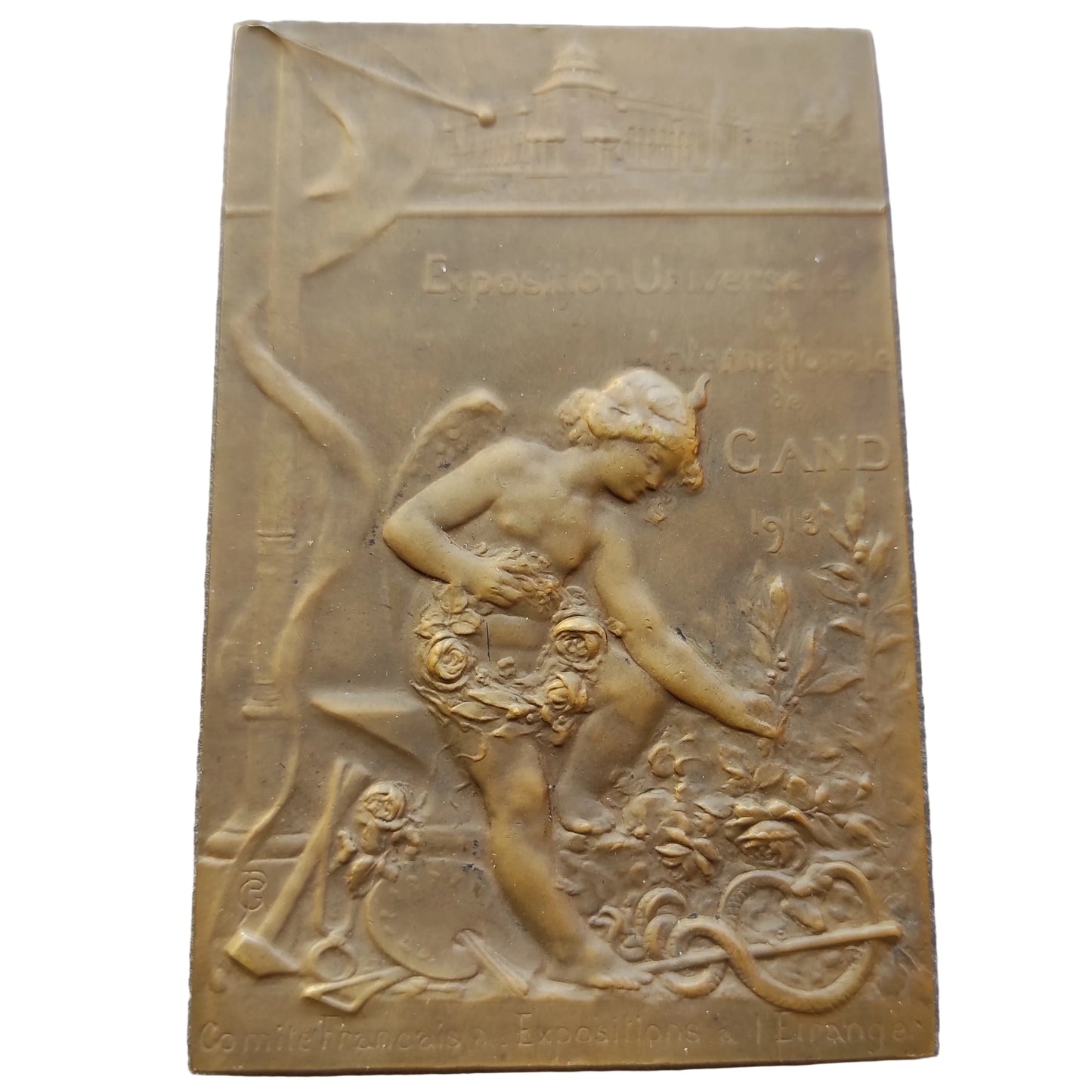 Universal and International Exhibition Plate of Ghent 1913 Belgium in Bronze