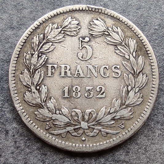 Louis Philippe Ier (1830-1848) 5 Francs 1832 W Lille Argent 24.91 gr