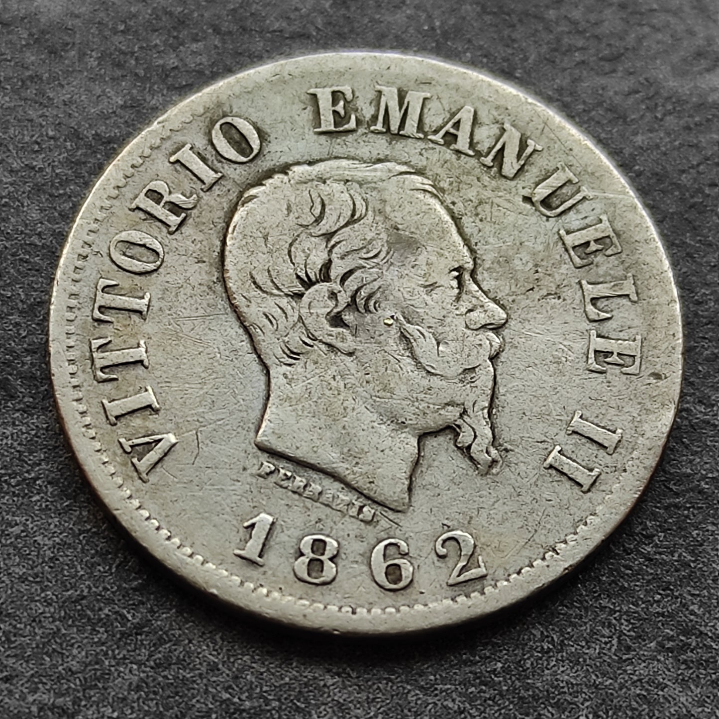 Italie 50 centesimi 1862 Naples Vittorio Emanuele II Argent 2.43 gr