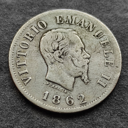 Italie 50 centesimi 1862 Naples Vittorio Emanuele II Argent 2.43 gr