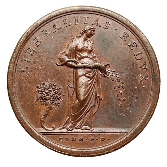 Vatican et Etats Pontificaux Médaille Clemens XIII (1758-1759) Liberalitas Redvx Par Cropanese 43 mm 30.51 gr