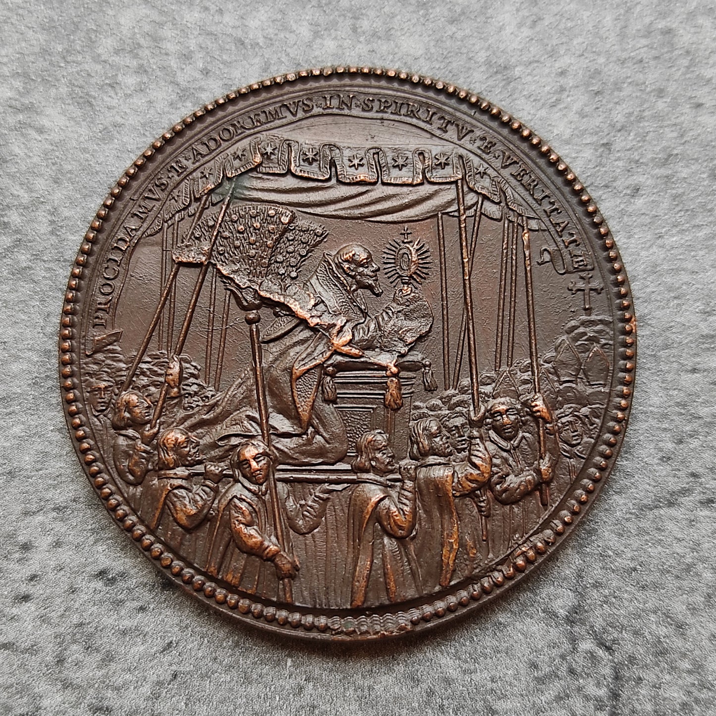 Vatican et Etats Pontificaux Médaille Alessandro VII (1655-1667) Procidamus et Adoremvs in Spiritv et Veritae 41 mm 31.29 gr