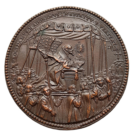 Vatican et Etats Pontificaux Médaille Alessandro VII (1655-1667) Procidamus et Adoremvs in Spiritv et Veritae 41 mm 31.29 gr