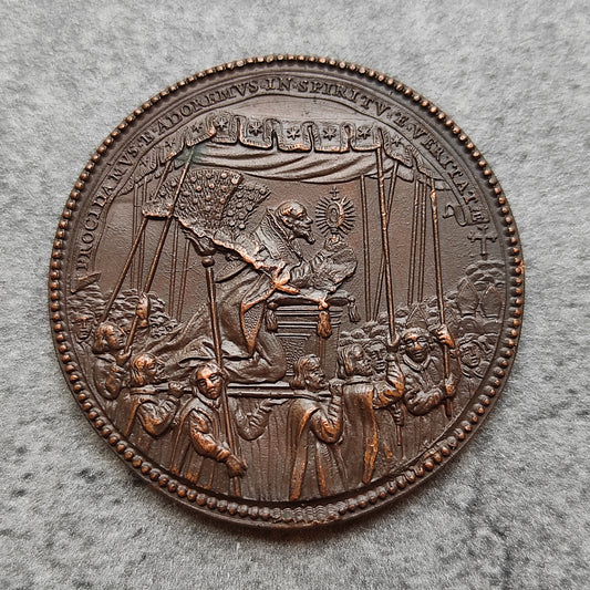 Vatican et Etats Pontificaux Médaille Alessandro VII (1655-1667) Procidamus et Adoremvs in Spiritv et Veritae 41 mm 31.29 gr