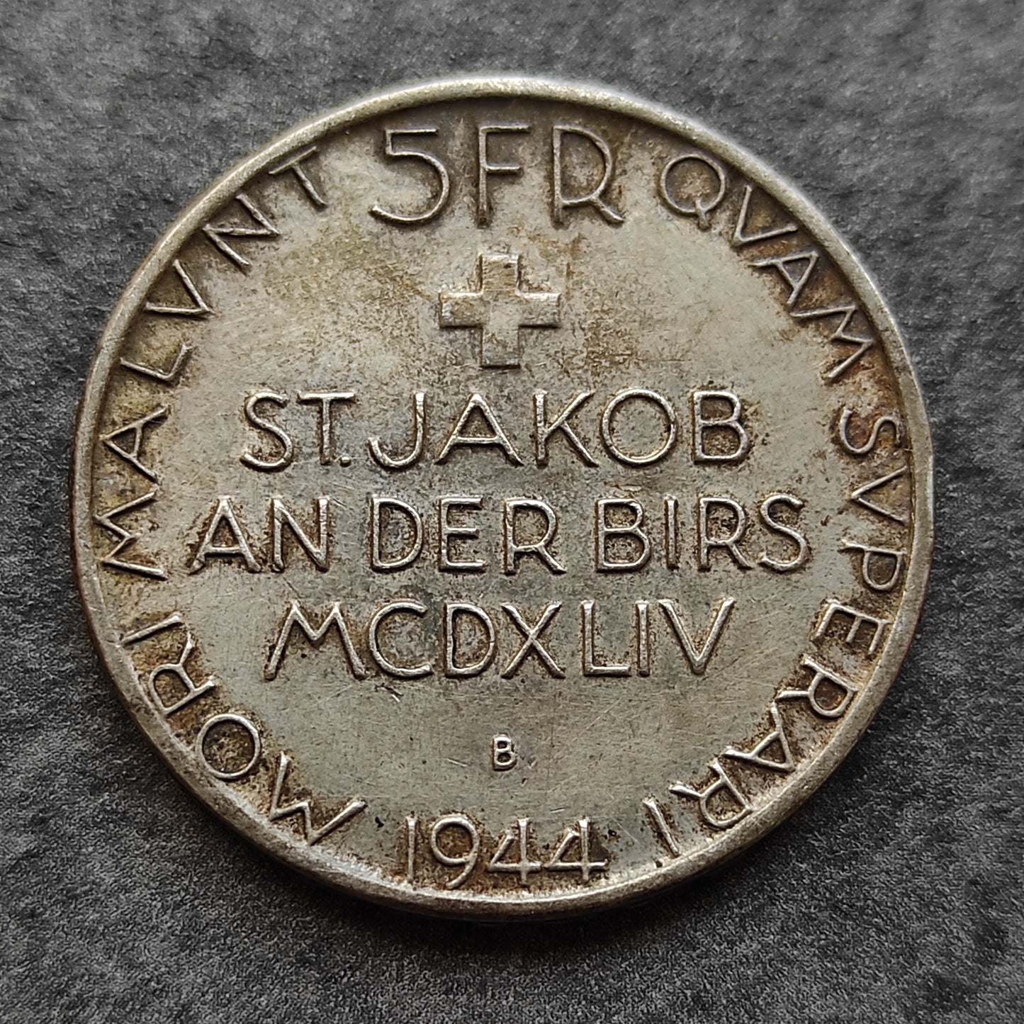 Suisse Helvetia 5 francs 1944 Bataille de la Birse Argent 14.84 gr