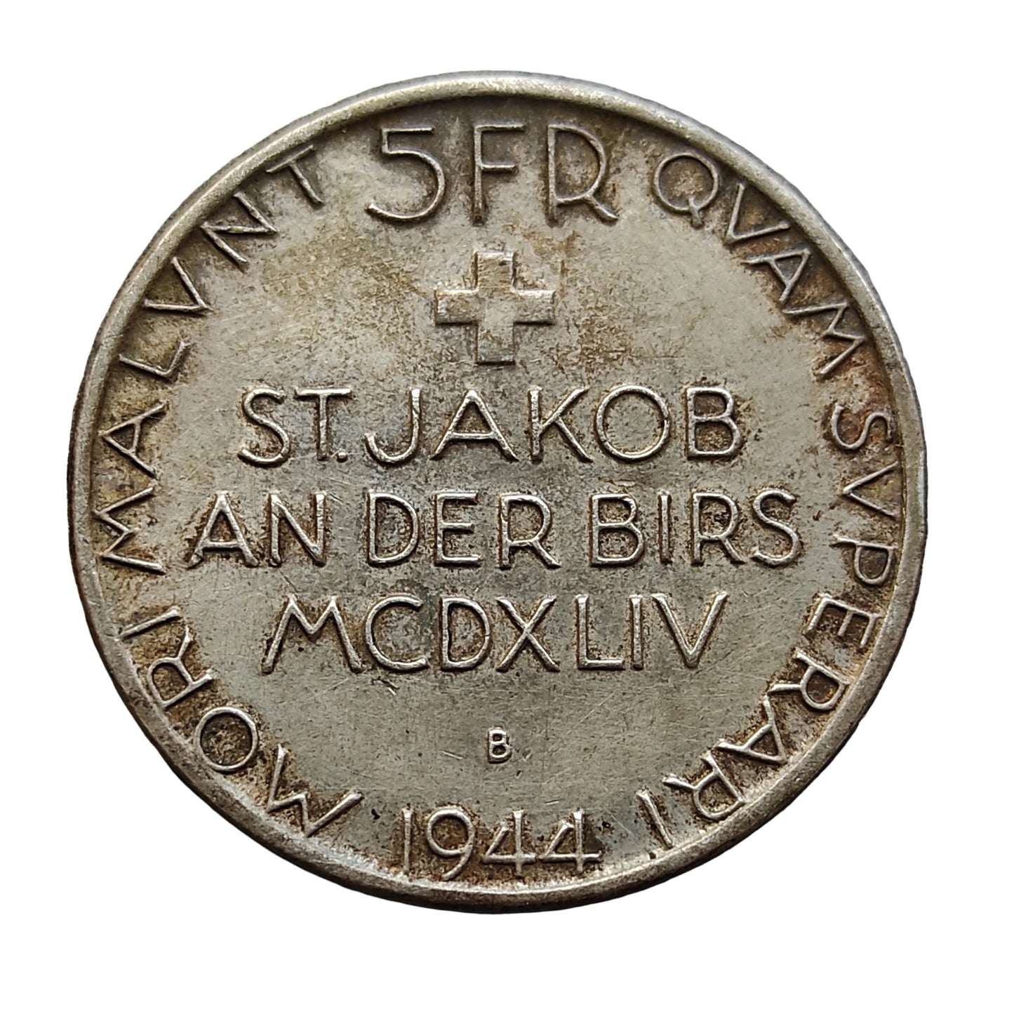 Switzerland Helvetia 5 francs 1944 Battle of the Birse Silver 14,84 GR