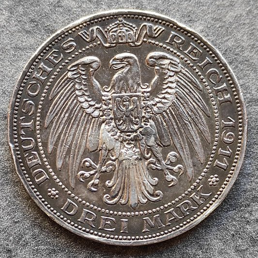 Allemagne Prusse 3 Mark 1911 A Berlin Université de Wroclaw Argent 33 mm 16.6 gr