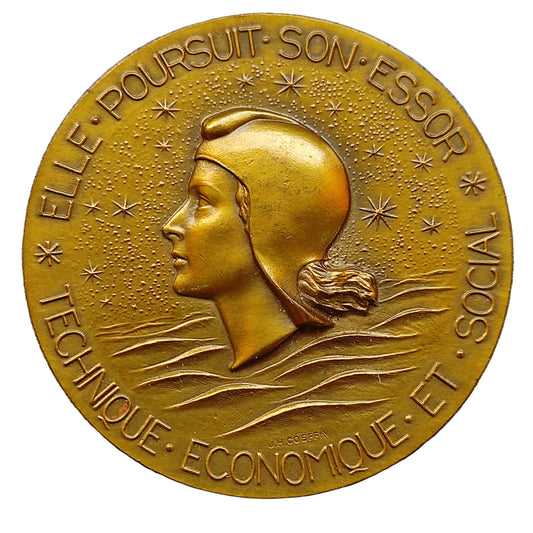 Médaille Compagnie générale Transatlantique Le France 1962 Bronze 53 mm 70.07 gr