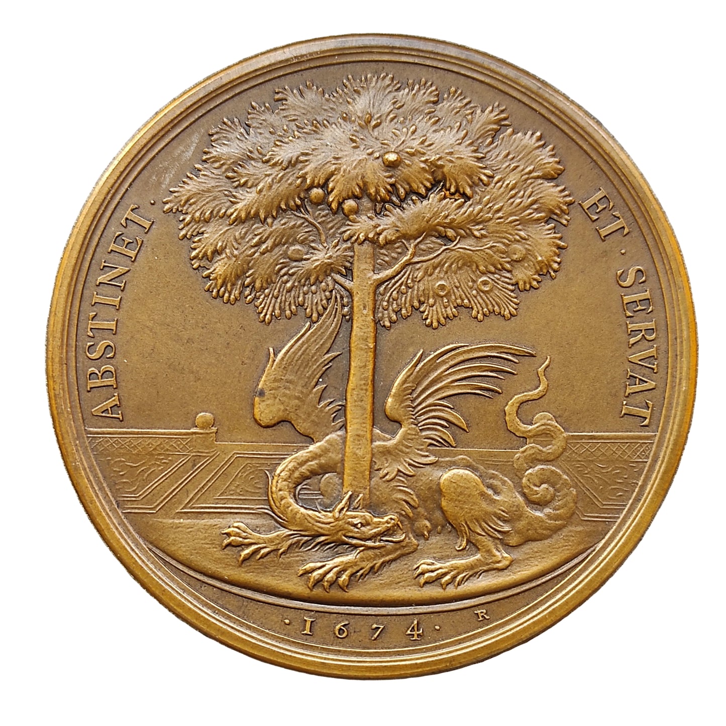 Medalla Colbert Abstinet y Servat 1674 en Bronce 62 mm 122 gr