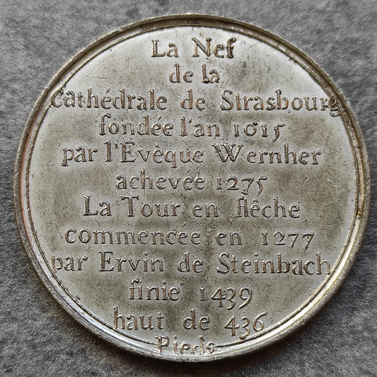 Médaille Cathédrale de Strasbourg en étain 50 mm 31.33 gr