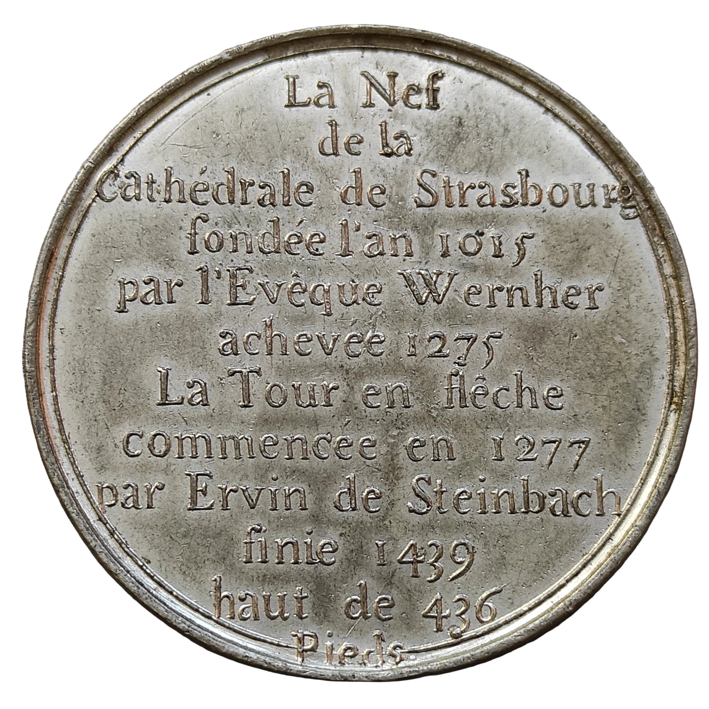 Strasbourg cathedral medal in tin 50 mm 31.33 gr