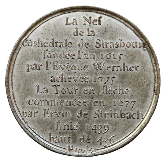 Médaille Cathédrale de Strasbourg en étain 50 mm 31.33 gr