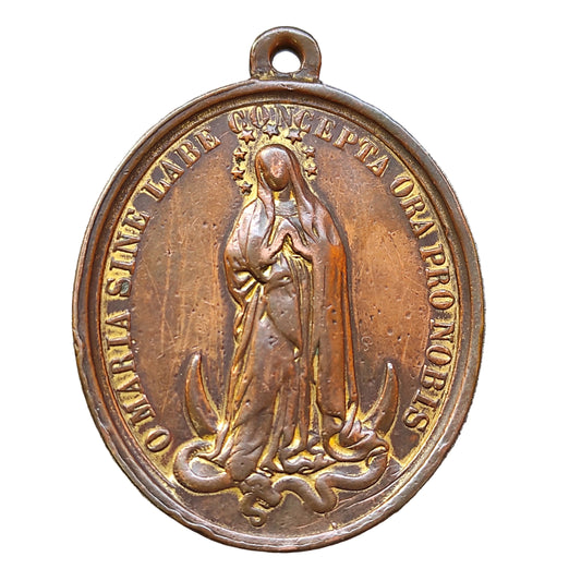 Médaille papale Pie IX avec la vierge Marie 52x40 mm 37.52 gr