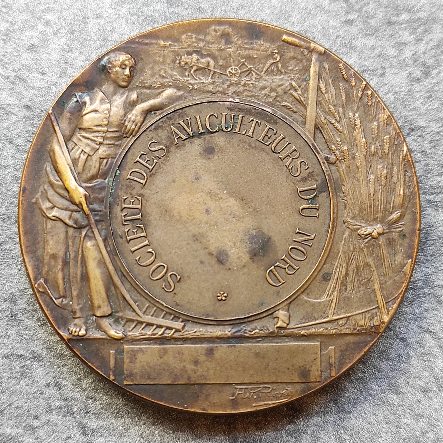 Medaille Société des Aviculteurs du Nord par Rivet en bronze 50 mm 71.82 gr
