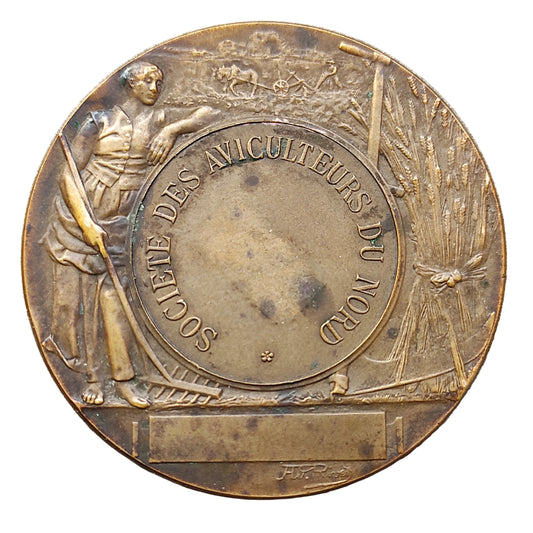 Medaille Société des Aviculteurs du Nord par Rivet en bronze 50 mm 71.82 gr