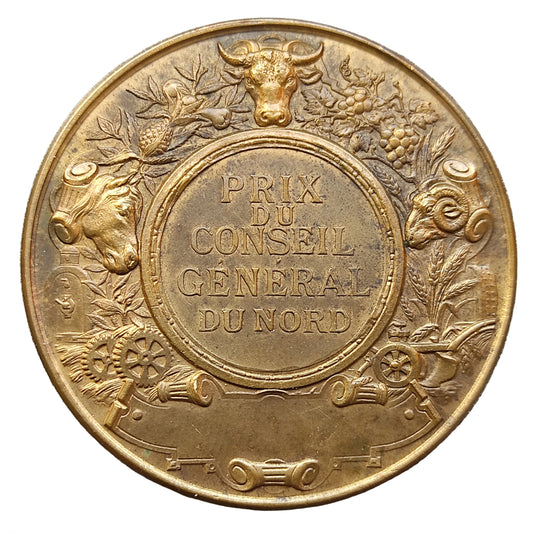 Médaille Prix du Conseil Général du Nord par Pillet 50 mm 55.79 gr