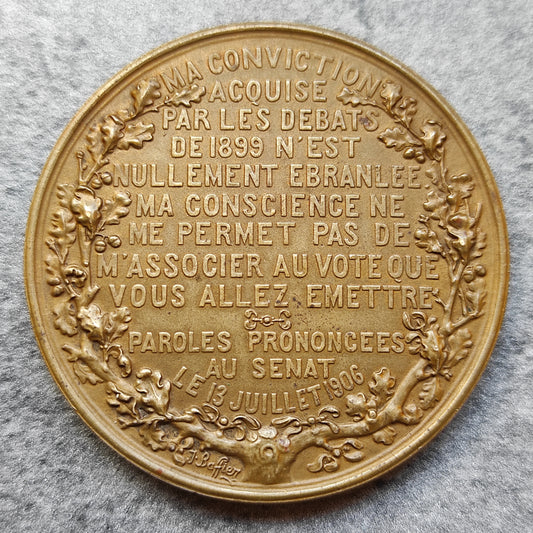 Médaille Général Mercier Justicier du Traitre Dreyfus par Baffier en Bronze 50 mm 52.51 gr