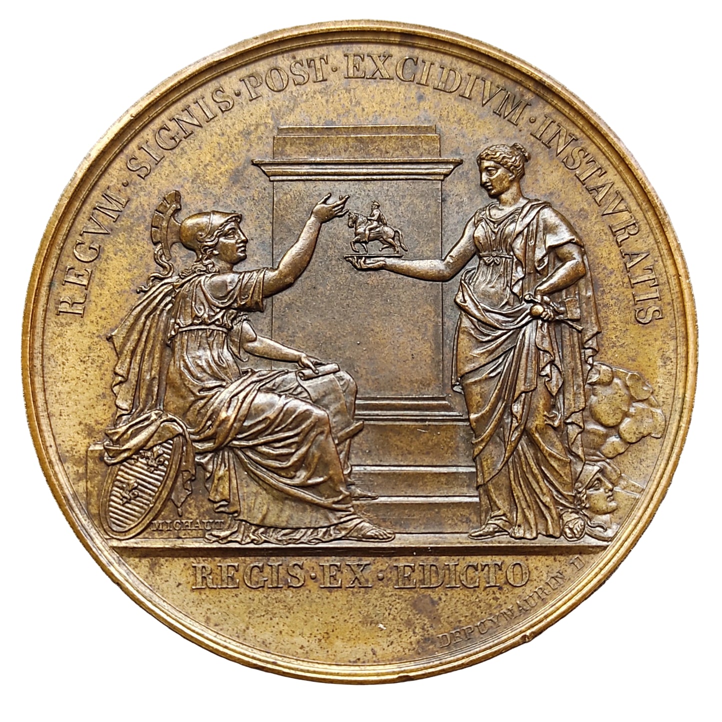 Medalla Luis XVIII Restauración de la estatua de Enrique IV 1817 50 mm 45,06 gr