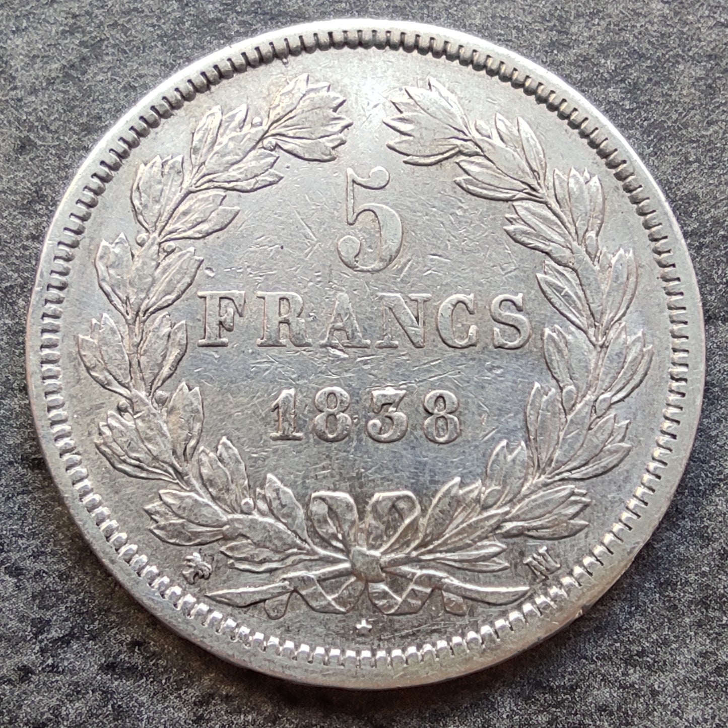 Louis Philippe Ier 5 francs 1838 MA Marseille Argent 24.90 gr