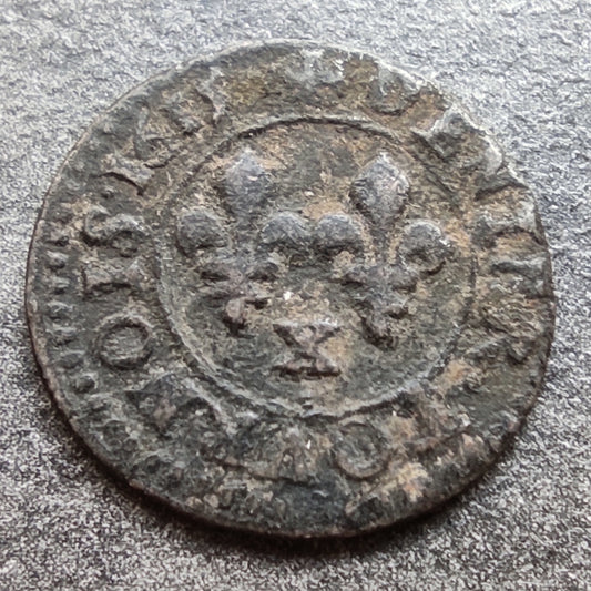 Louis XIII (1610-1643) Denier Tournois 1615 X Amiens 1.28 gr