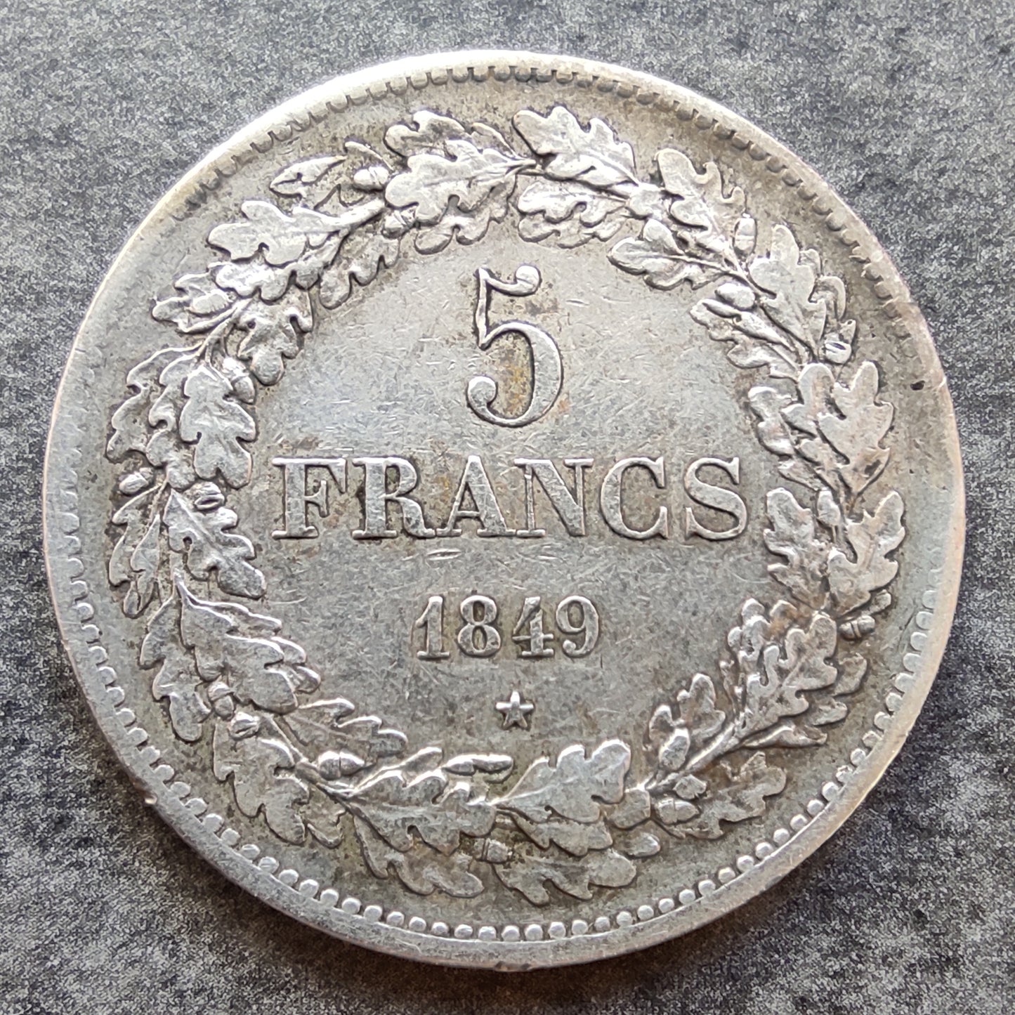 Belgique 5 francs 1849 Leopold 1er Argent 24.85 gr