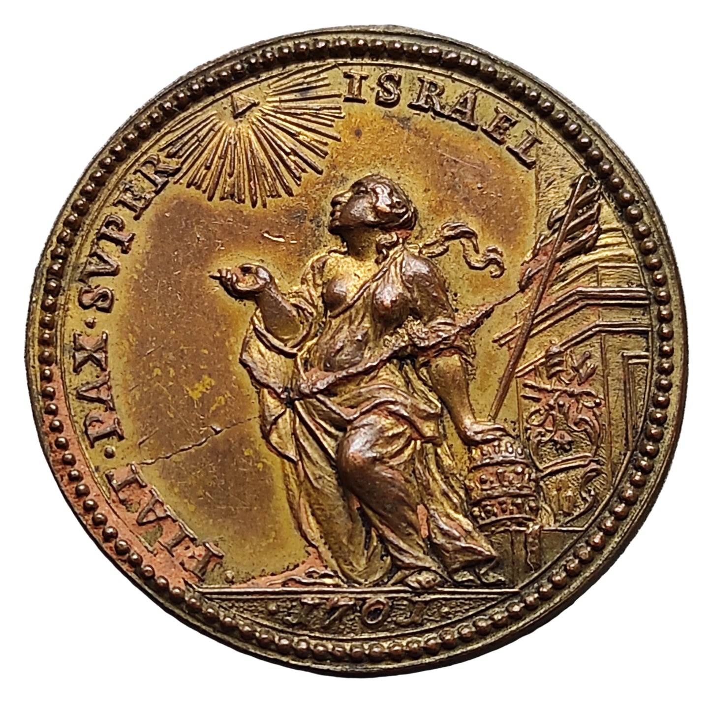 Medaille Papale Clement XI 1701 Fiat Pax Super Israel 32 mm 14.16 gr