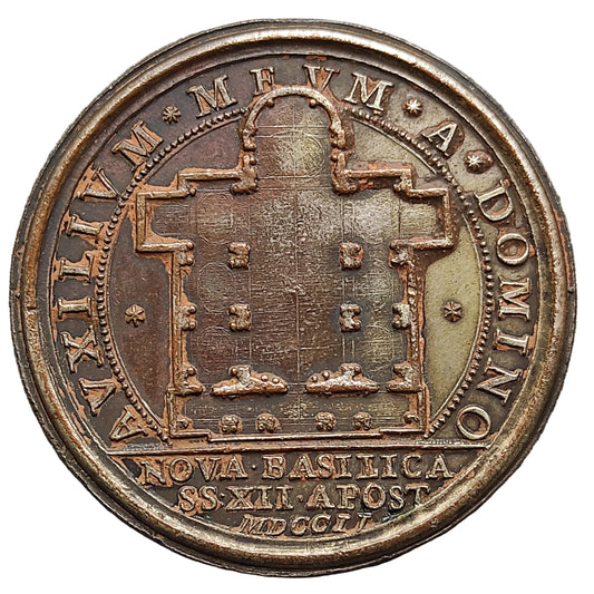 Médaille Papale Clément XI 1702 Plan de la nouvelle basilique Bronze argenté 45 mm 33.2 gr