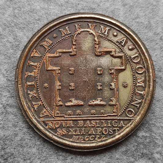 Médaille Papale Clément XI 1702 Plan de la nouvelle basilique Bronze argenté 45 mm 33.2 gr