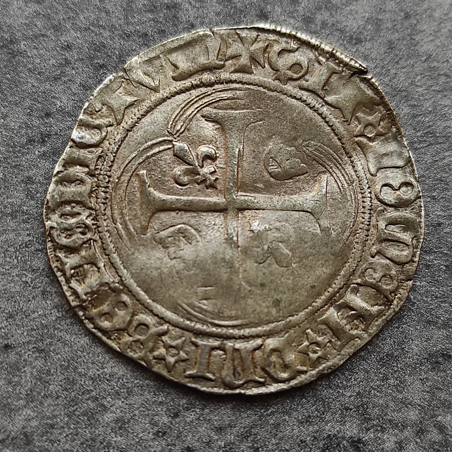 Charles VII (1422-1461) Blanc à la Couronne Chalon sur Marne 2.85 gr