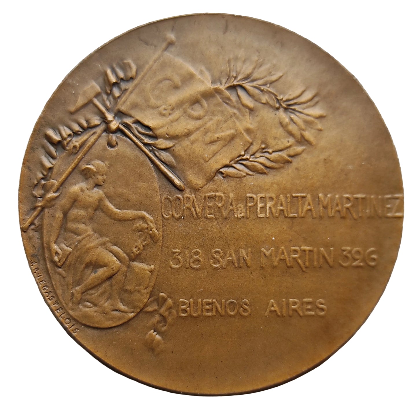 Medalla Argentina 1810 1910 Corvera & Peralta Martinez Buenos Aires 35.04 gr 40 mm