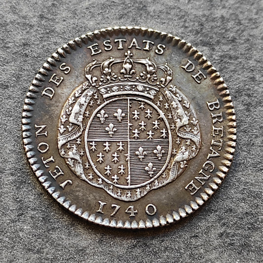 Jeton des Etats de Bretagne 1740 Louis XV Argent 7.09 gr