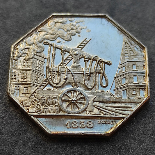 Jeton assurance contre l'incendie 1838 Vienne Deux Sèvres Vendée Charente et Charente Inférieure Argent 12.91 gr