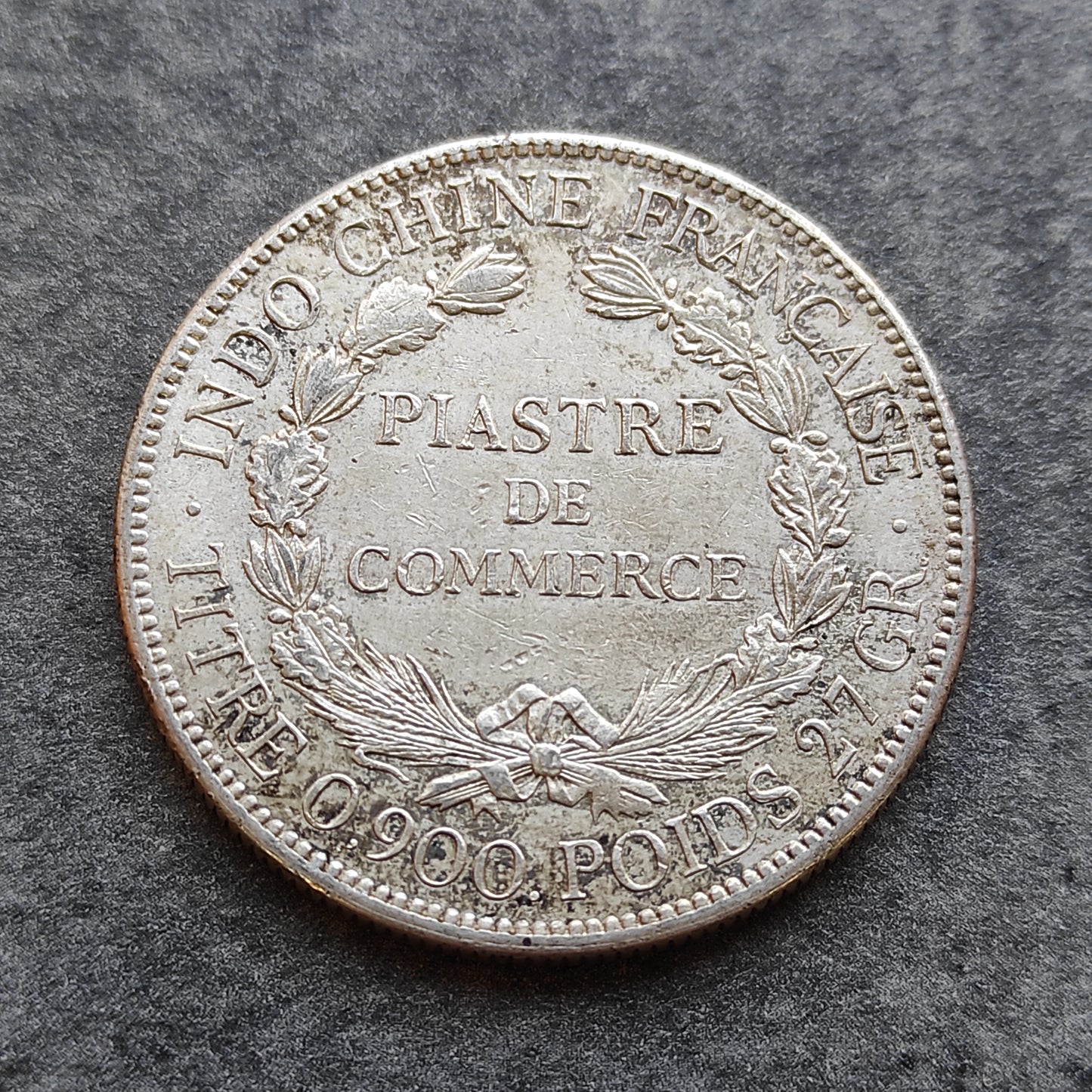 Indochine Française Piastre de Commerce 1921 Argent 26.97 gr