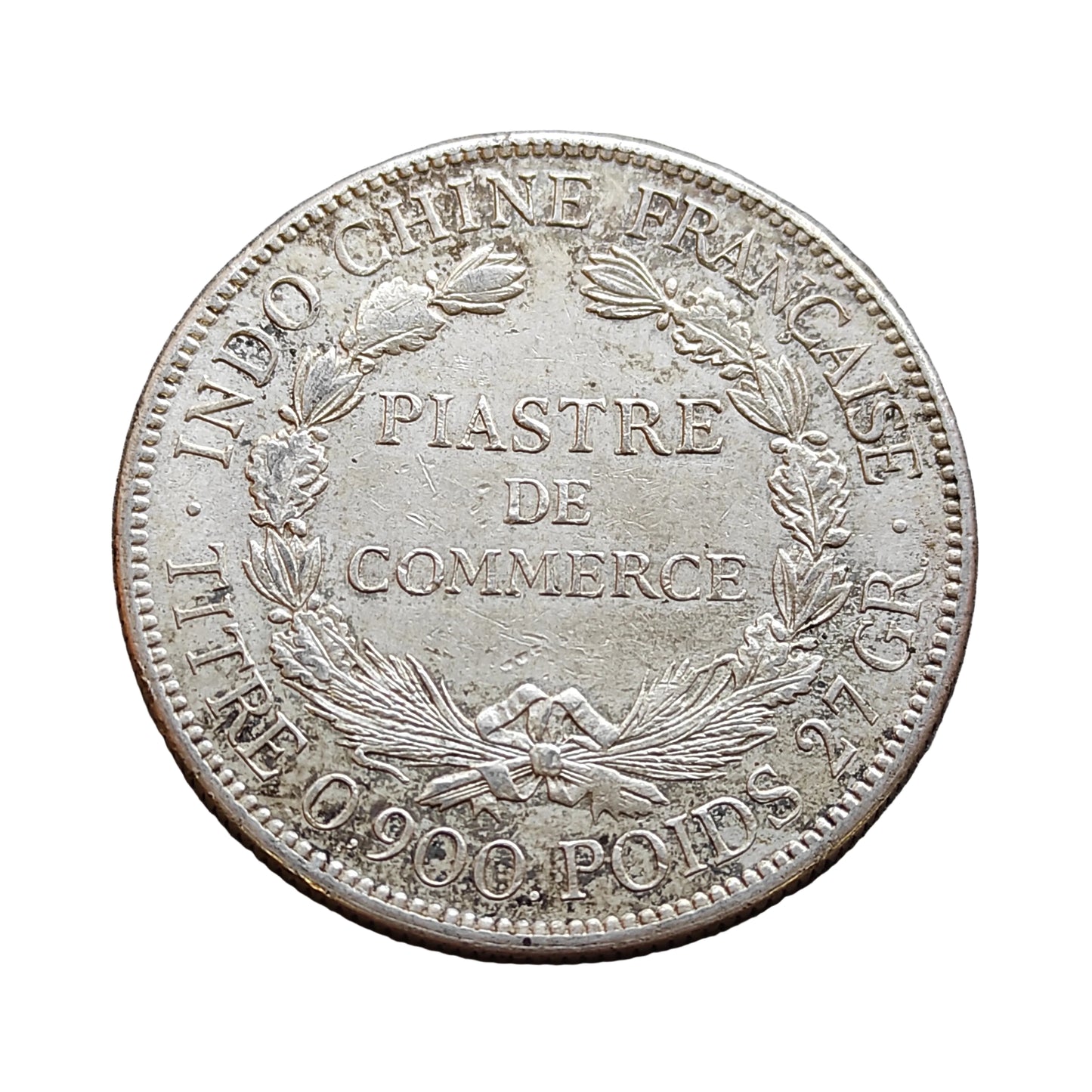 Piastre Comercial Indochina Francesa 1921 Plata 26,97 gr
