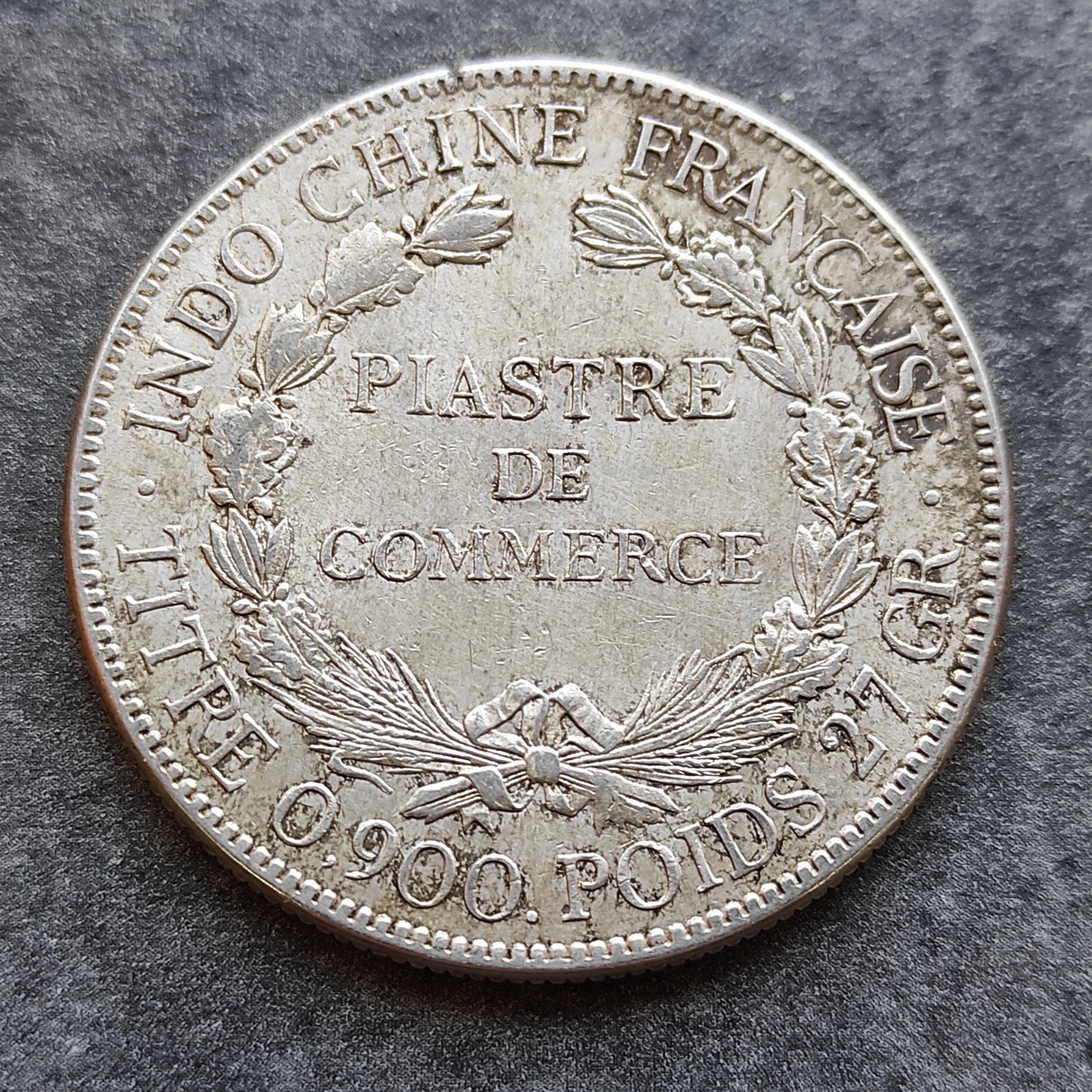 Indochine Française Piastre de Commerce 1921 Argent 26.93 gr