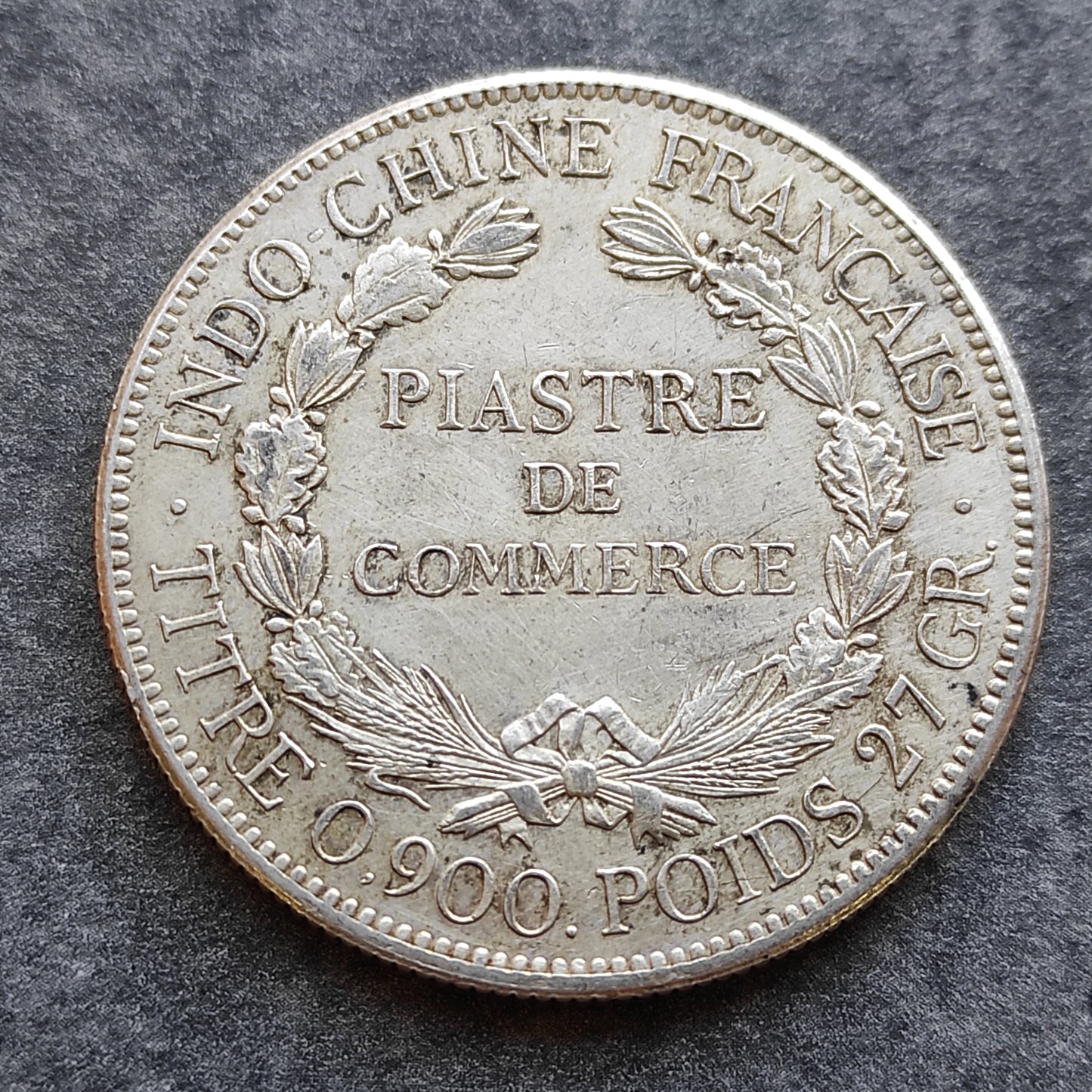 Indochine Française Piastre de Commerce 1921 Argent 26.97 gr