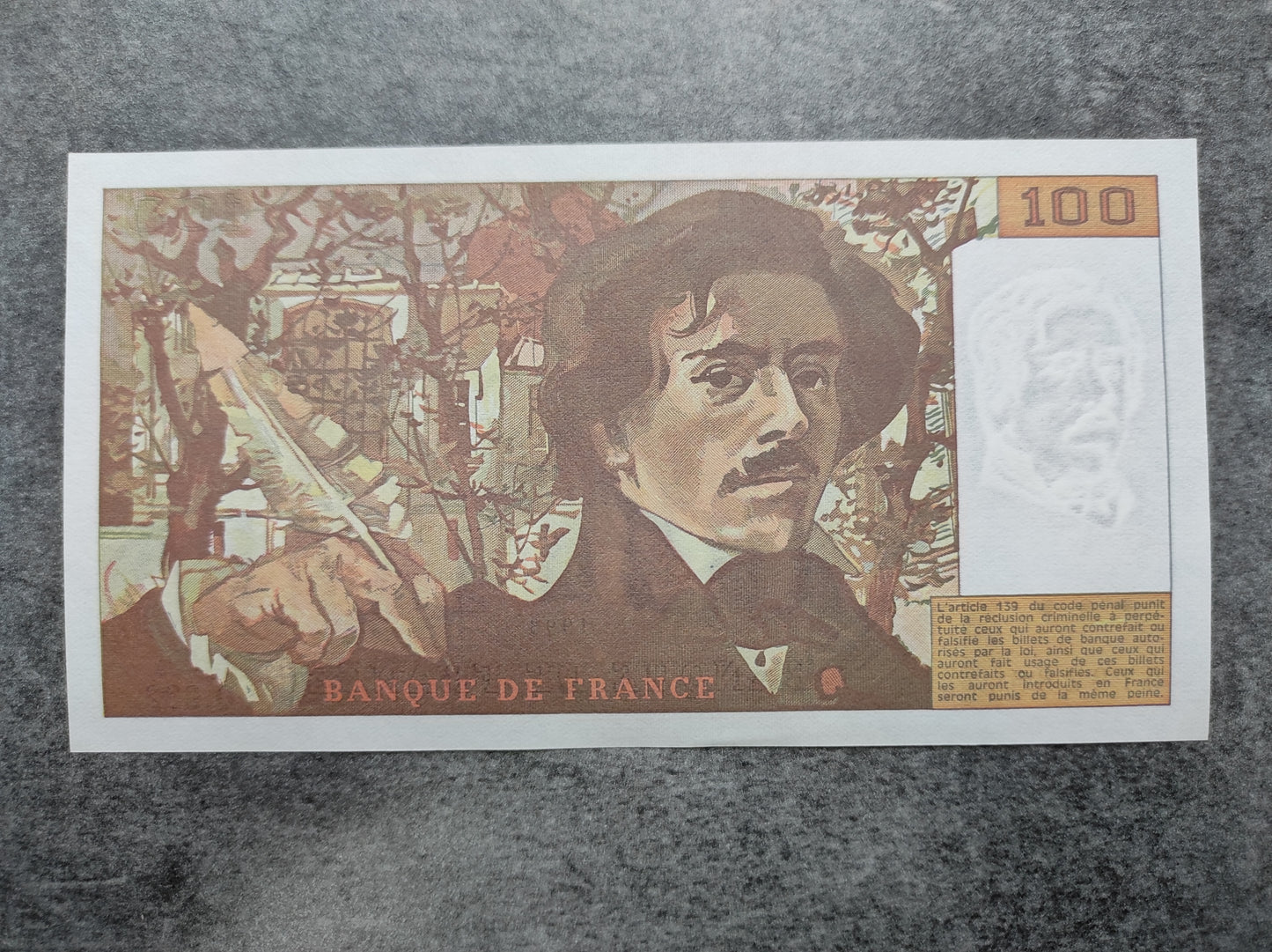 France billet neuf de 100 francs Eugène Delacroix 1993