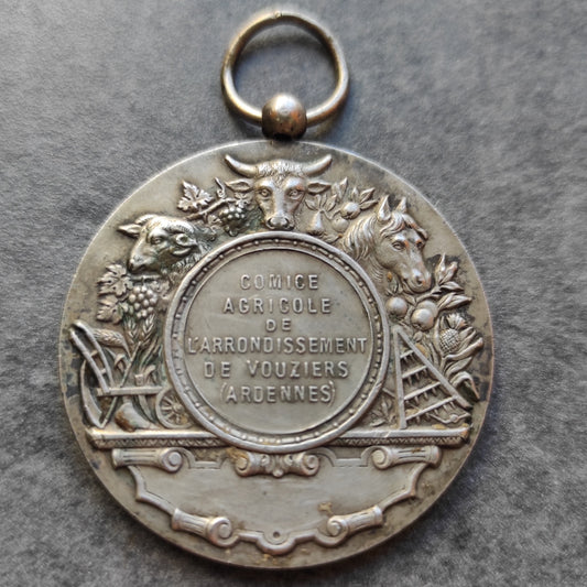 Médaille Comice Agricole de Vouziers (Ardennes). Bronze argenté. Par Naude. 42.05 gr 45 mm