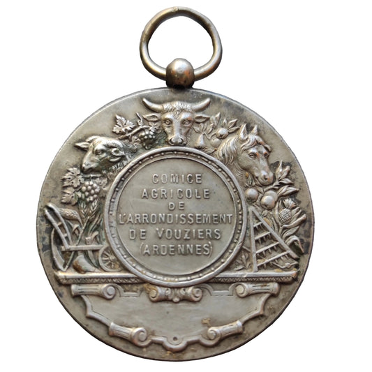 Médaille Comice Agricole de Vouziers (Ardennes). Bronze argenté. Par Naude. 42.05 gr 45 mm
