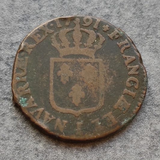 Louis XVI (1774-1792) Sol à l'écu 1791 I Limoges. R2. 11.97 gr