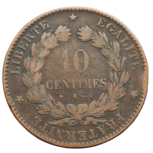Cérès 10 Centimes 1877 K Bordeaux 9.73 gr