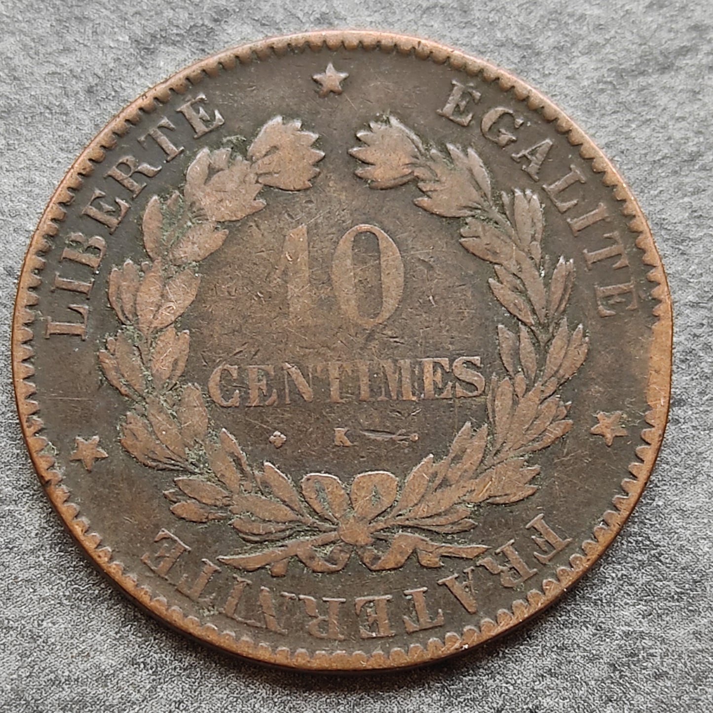 Cérès 10 Centimes 1877 K Bordeaux 9.73 gr