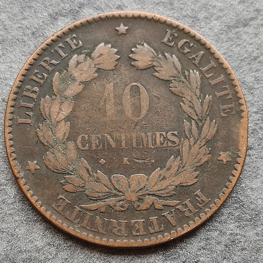 Cérès 10 Centimes 1877 K Bordeaux 9.73 gr