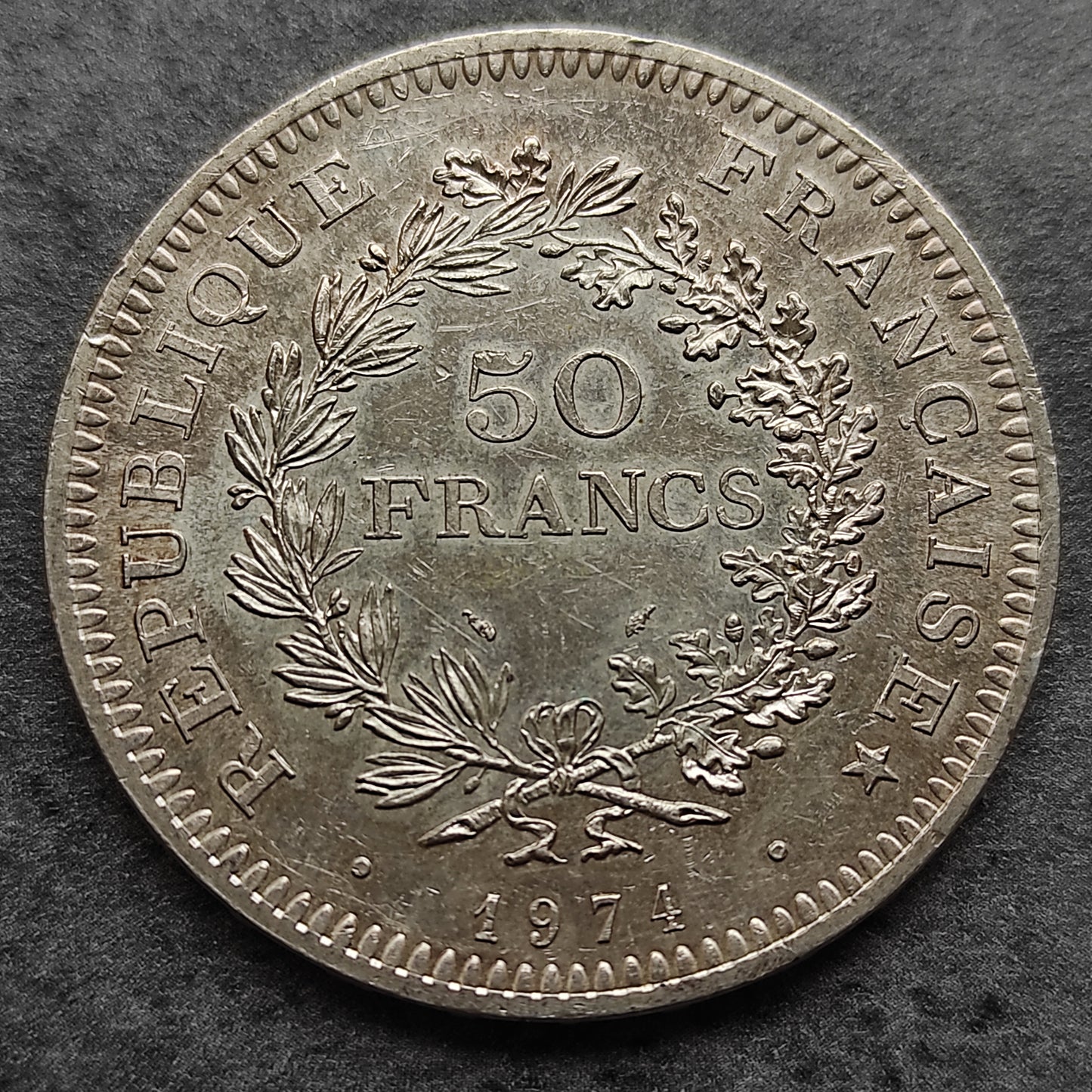 Hercule 50 Francs 1974 Avers de la 20 Francs. Argent. 30.20 gr