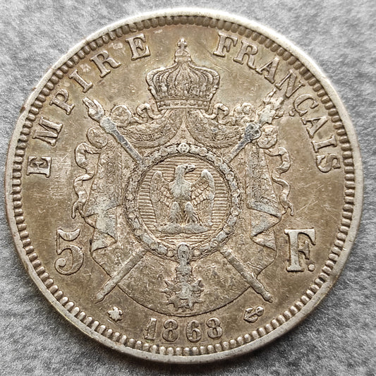 Napoléon III (1852-1870) 5 Francs 1868 A Paris Argent