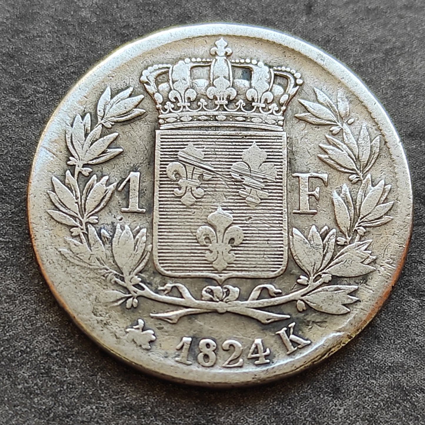 Louis XVIII (1815-1824) 1 Franc 1824 K Bordeaux 4.88 gr
