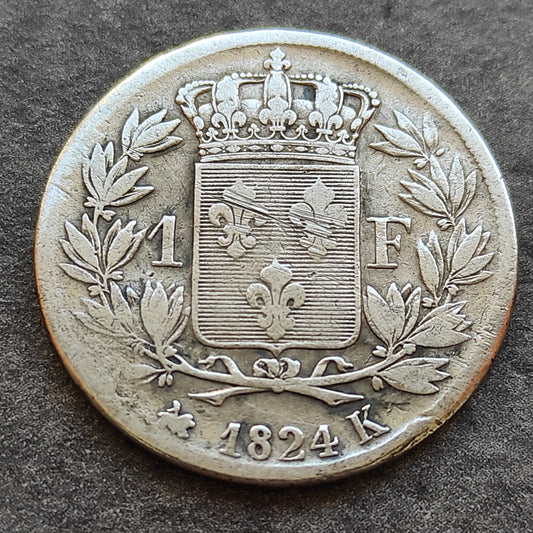 Louis XVIII (1815-1824) 1 Franc 1824 K Bordeaux 4.88 gr