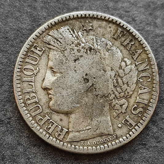 Cérès sans légende 2 Francs 1871 K Argent 9.54 gr
