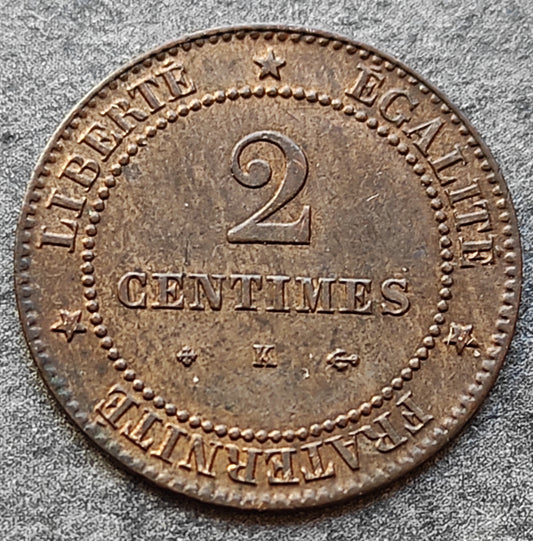 Cérès 2 centimes 1878 K Bordeaux
